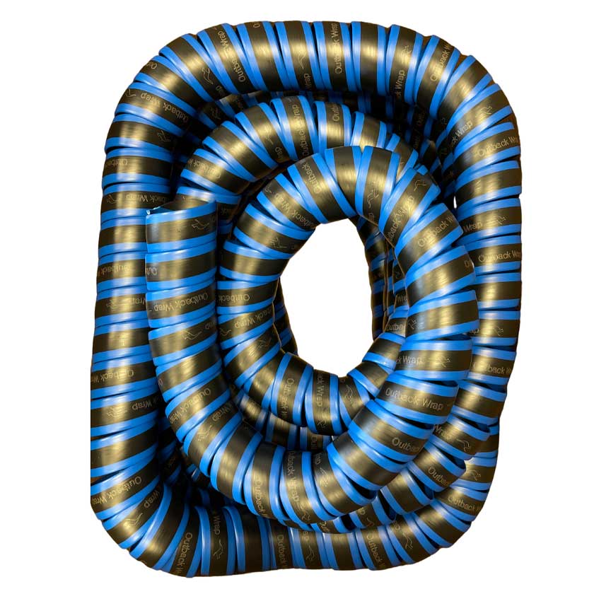 a blue hose honcho, offers hydraulic hose protection